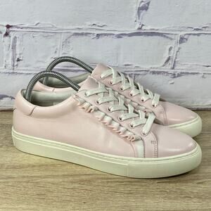 Tory Burch Sport Ruffle Sneakers Women's 9 M Pink Leather Casual Lace Up Shoes